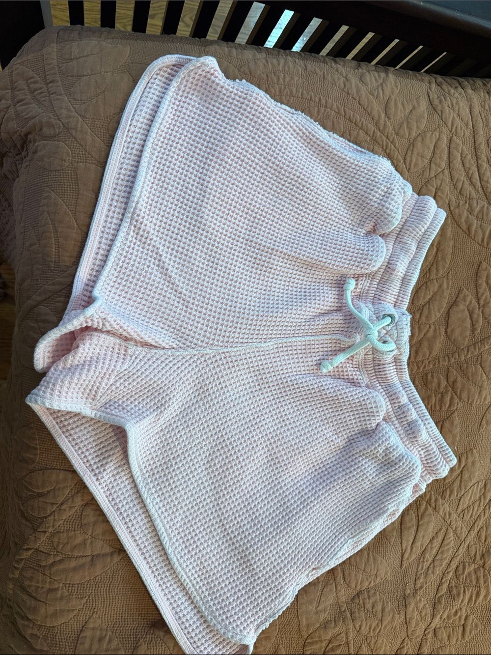 aerie Waffle Knit Lounge Cotton Shorts - Pale Pink - Small